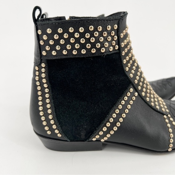 Anine Bing Boots Charlie Black Gold Studded Ankle Leather Suede Chelsea size 36 - Picture 10 of 11